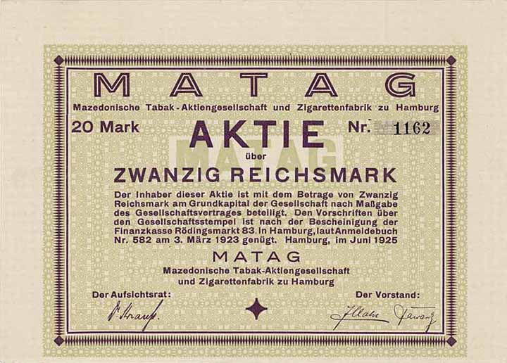 MATAG Mazedonische Tabak-AG und Zigarettenfabrik