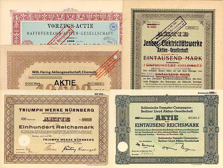 Konvolut ca. 750 Reichsbank-Wertpapiere (Händler-Restbestand)