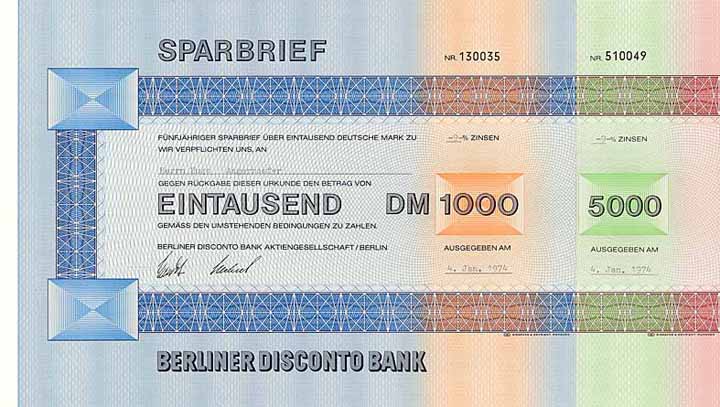 Berliner Disconto Bank (2 Stücke)
