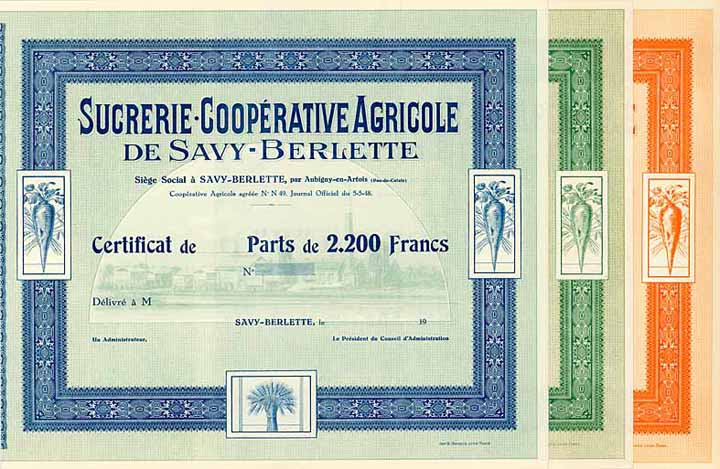 Sucrerie Cooperative Agricole de Savy-Berlette (3 Stücke)