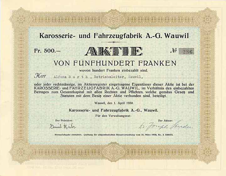 Karosserie- und Fahrzeugfabrik AG Wauwil