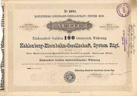 Kahlenberg-Eisenbahn-Gesellschaft, System Rigi