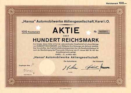 „Hansa“ Automobilwerke AG