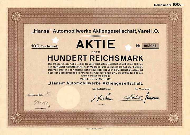 „Hansa“ Automobilwerke AG