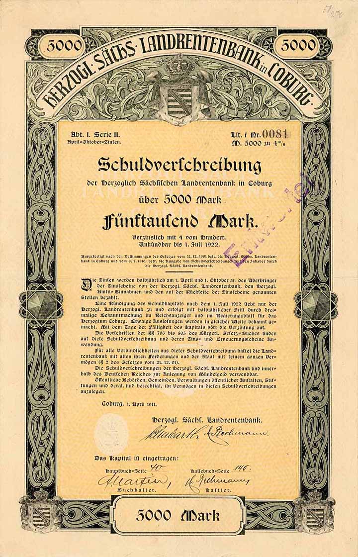 Herzogl. Sächs. Landrentenbank in Coburg
