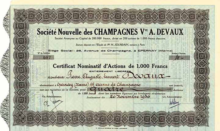 Soc. Nouvelle des Champagnes Vve. A. Devaux