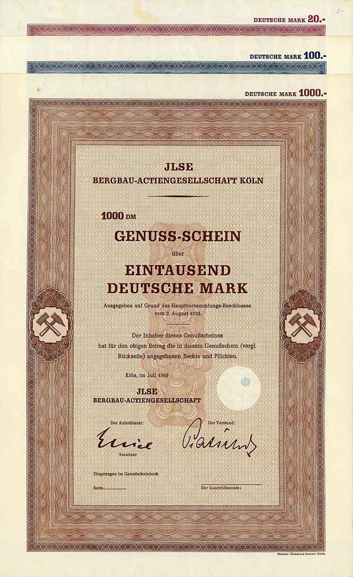 ILSE Bergbau-AG (3 Stücke)