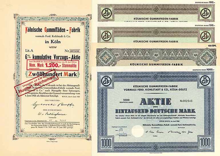Kölnische Gummifäden-Fabrik vormals Ferd. Kohlstadt & Co. (10 Stücke)