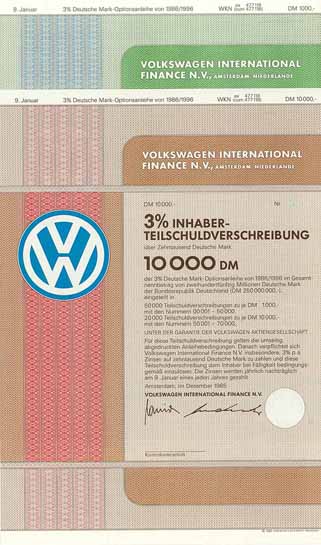 Volkswagen International Finance N.V. (2 Stücke)
