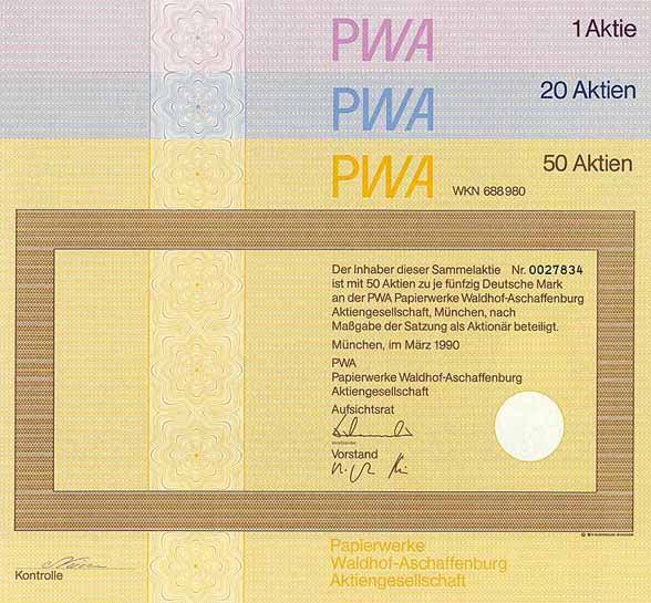 PWA Papierwerke Waldhof-Aschaffenburg AG (3 Stücke)