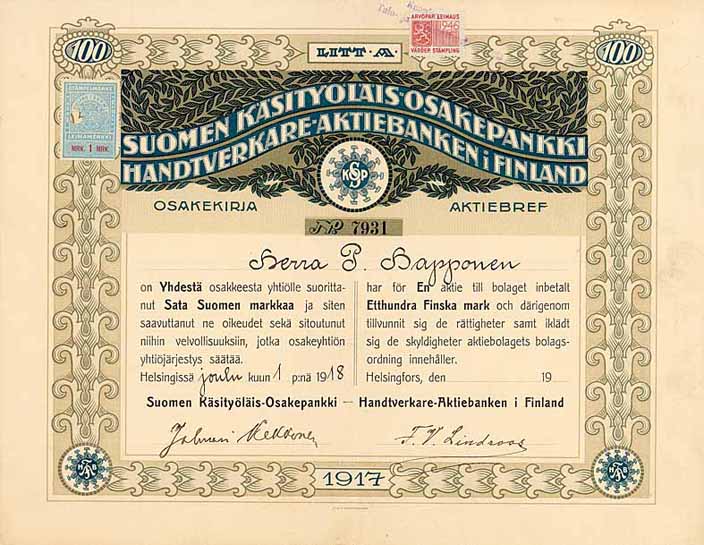 Suomen Käsityöläis-Osekapenkki (Handtverkare-Aktiebanken i Finland)