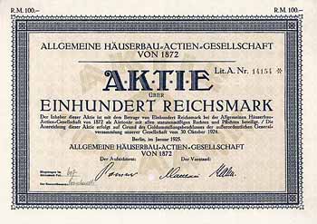 Allgemeine Häuserbau-AG von 1872