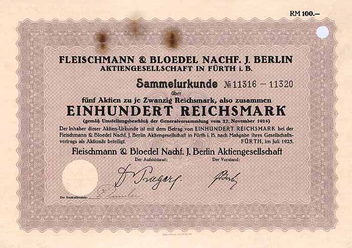 Fleischmann & Bloedel Nachf. J. Berlin AG