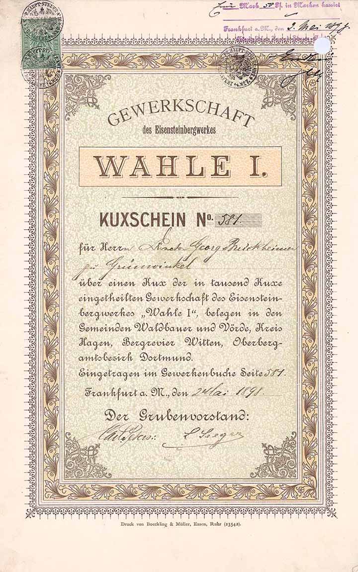 Gewerkschaft des Eisensteinbergwerkes Wahle I