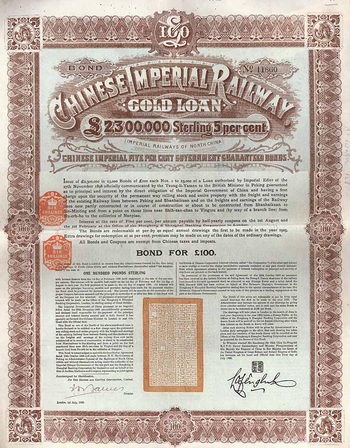 Chinese Imperial Railway Gold Loan (Imperial Railways of North China)