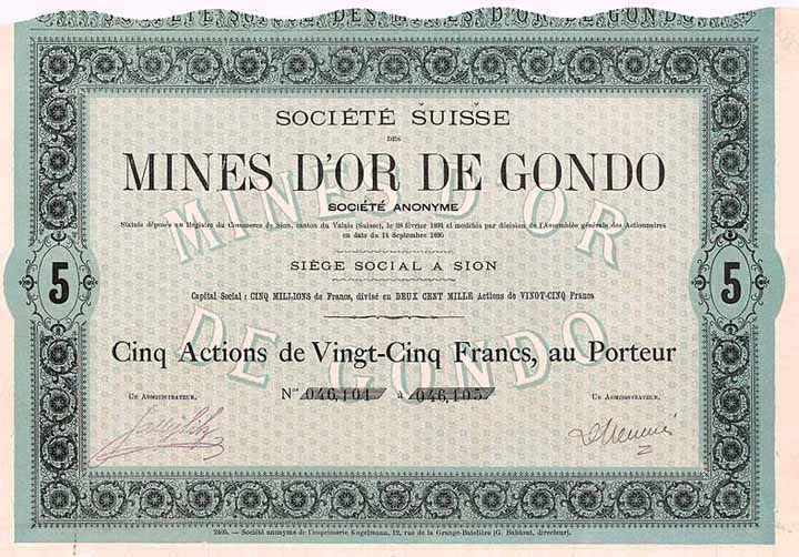 Soc. Suisse des Mines d'Or de Gondo S.A.