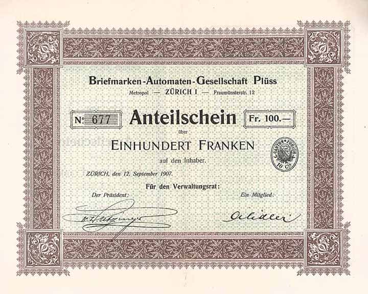 Briefmarken-Automaten-Gesellschaft Plüss