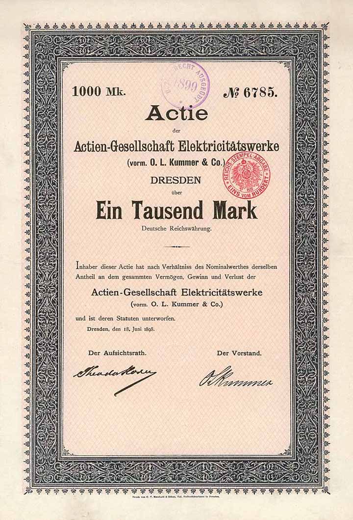 AG Elektricitätswerke (vorm. O. L. Kummer & Co.)