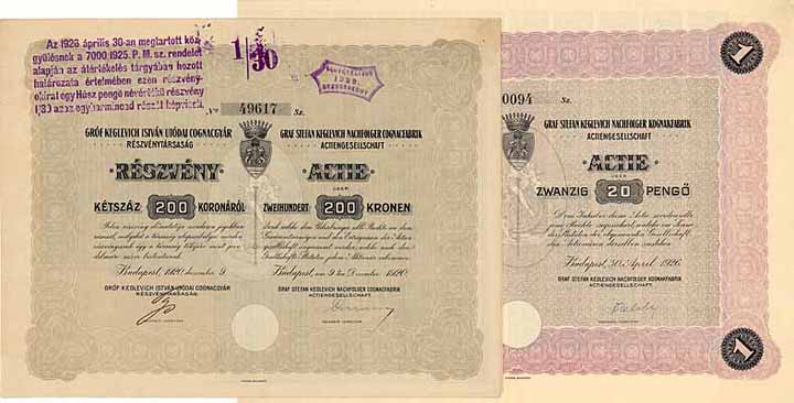 Graf Stefan Keglevich Nachfolger Cognacfabrik AG (2 Stücke)
