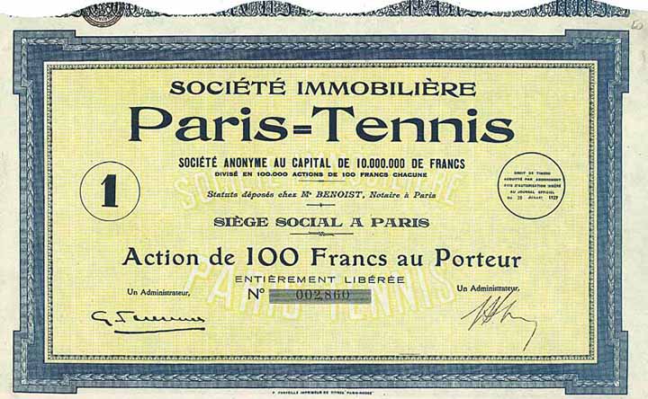 Société Immobilière Paris-Tennis S.A.