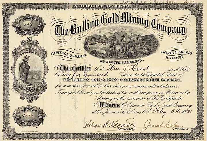 Bullion Gold Mining Co. of North Carolina