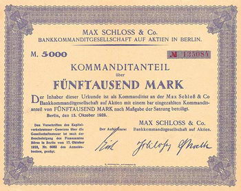 Max Schloss & Co. Bankkommanditgesellschaft auf Aktien