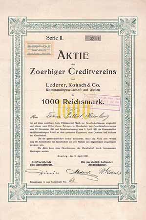 Zoerbiger Creditverein von Lederer, Kotzsch & Co. KGaA