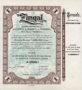 Zingal S.A. Turque des Forets de Zindan et de Tchangal
