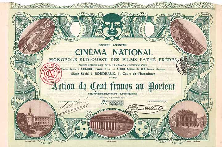 S.A. Cinéma National Monopole Sud-Ouest des Films Pathé Frères