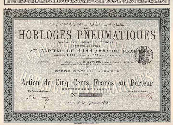 Cie. Gén. des Horloges Pneumatiques S.A.