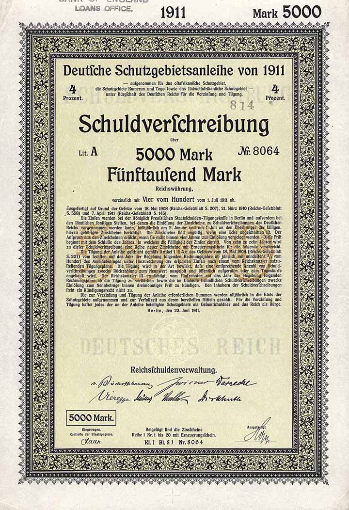 Deutsche Schutzgebietsanleihe von 1911