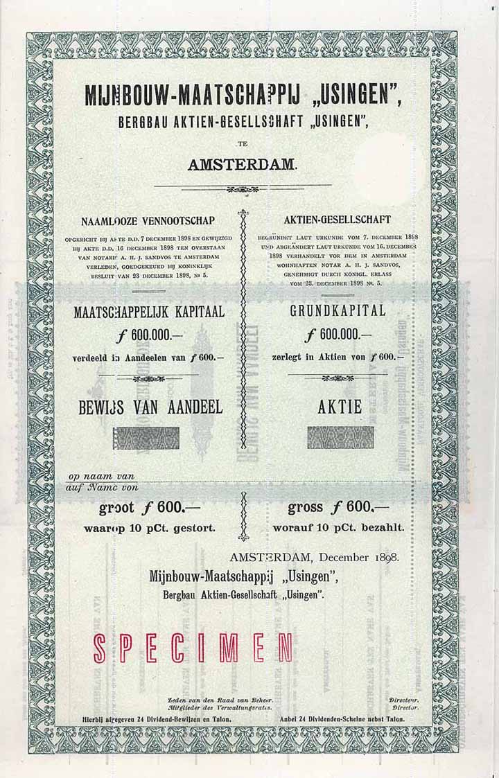 Bergbau AG “Usingen” (Mijnbouw-Maatschappij “Usingen”)