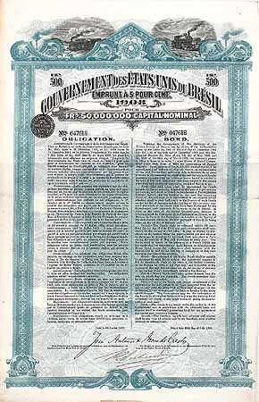 Gouvernement des États Unis du Brésil Emprunt à 5 % 1908
