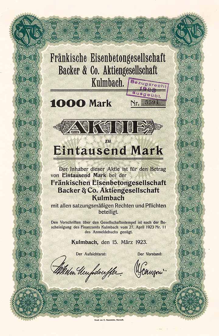 Fränkische Eisenbetongesellschaft Backer & Co. AG