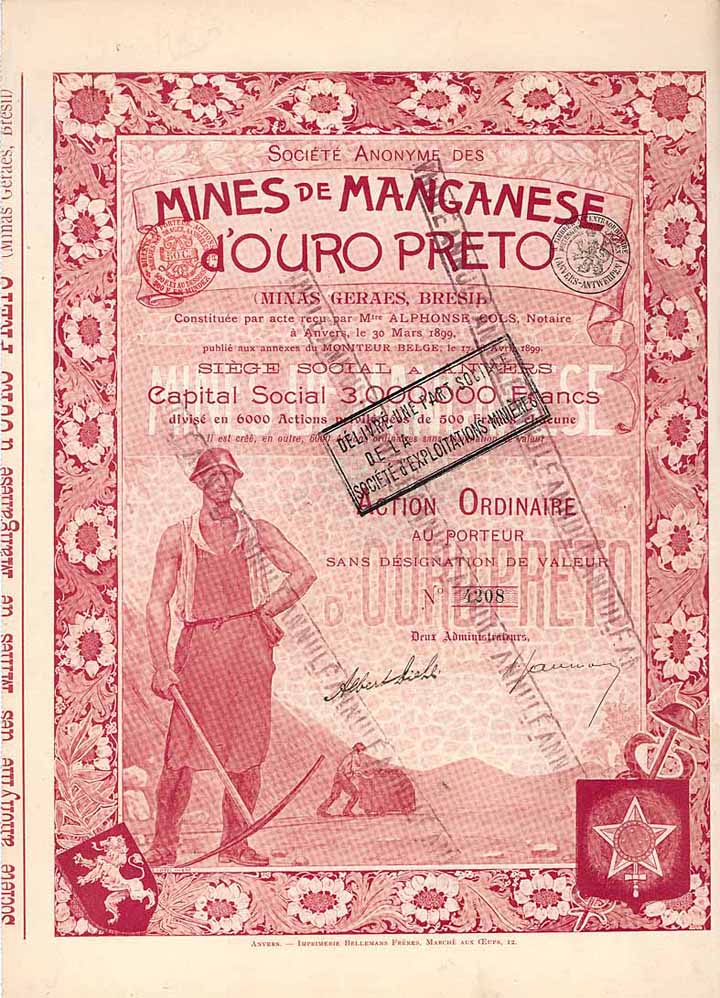 Mines de Manganese d´Ouro Preto (Minas Geraes, Bresil)