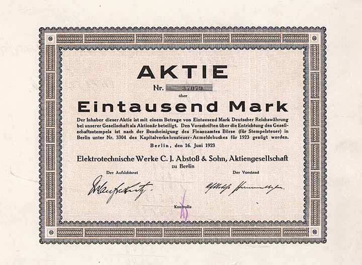 Elektrotechnische Werke C.J. Abstoß & Sohn AG