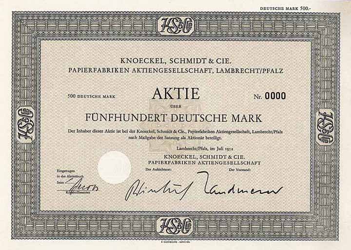 Knoeckel, Schmidt & Cie. Papierfabriken AG