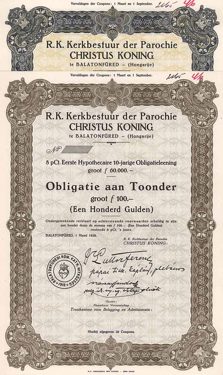 R. K. Kerkbestuur der Parochie CHRISTUS KONING - Hongarije (Kirchenvorstand der Pfarrgemeinde König Christus in Ungarn) - 2 Stücke