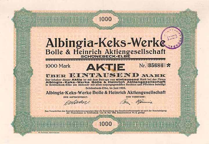 Albingia-Keks-Werke Bolle & Heinrich AG