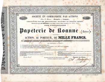 Papeterie de Roanne (Loire) Montgolfier & Cie. Soc. en Commandite par Actions