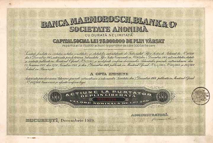 Banca Marmorosch, Blank & Co. S.A.