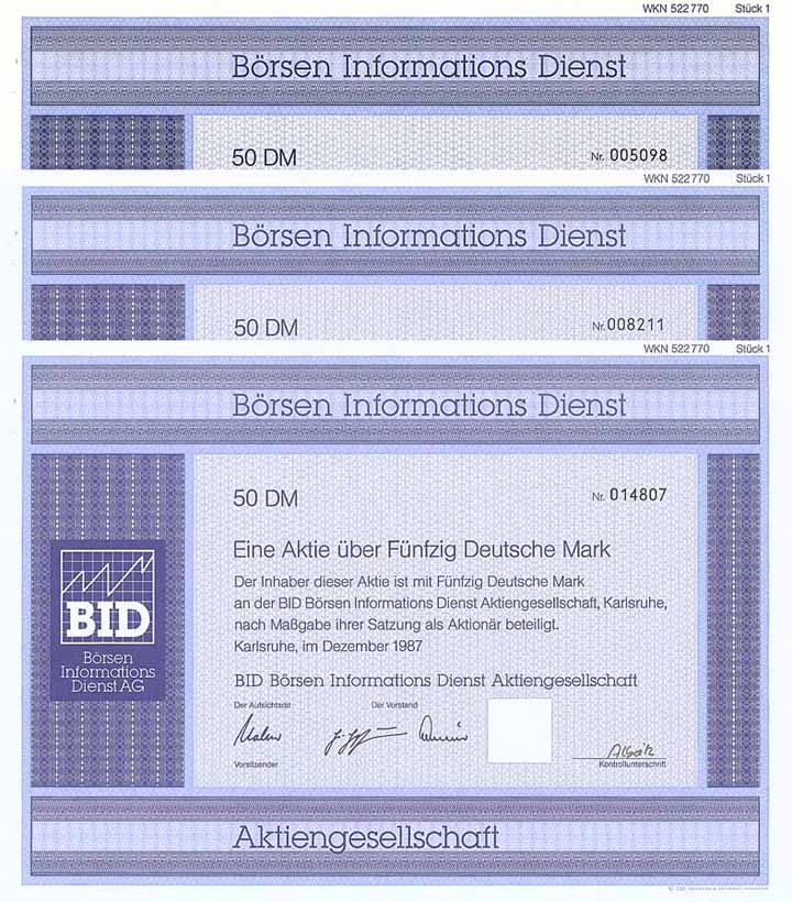 BID Börsen Informations Dienst AG (3 Stücke)