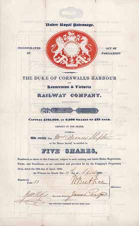 Duke of Cornwall’s Harbour and Launceston & Victoria Railway Co.