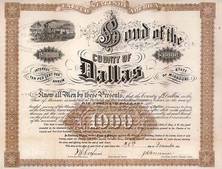 Laclede and Fort Scott Railroad (County of Dallas)