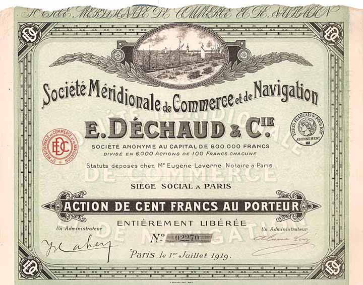 Soc. Méridionale de Commerce et de Navigation E. Déchaud & Cie. S.A.