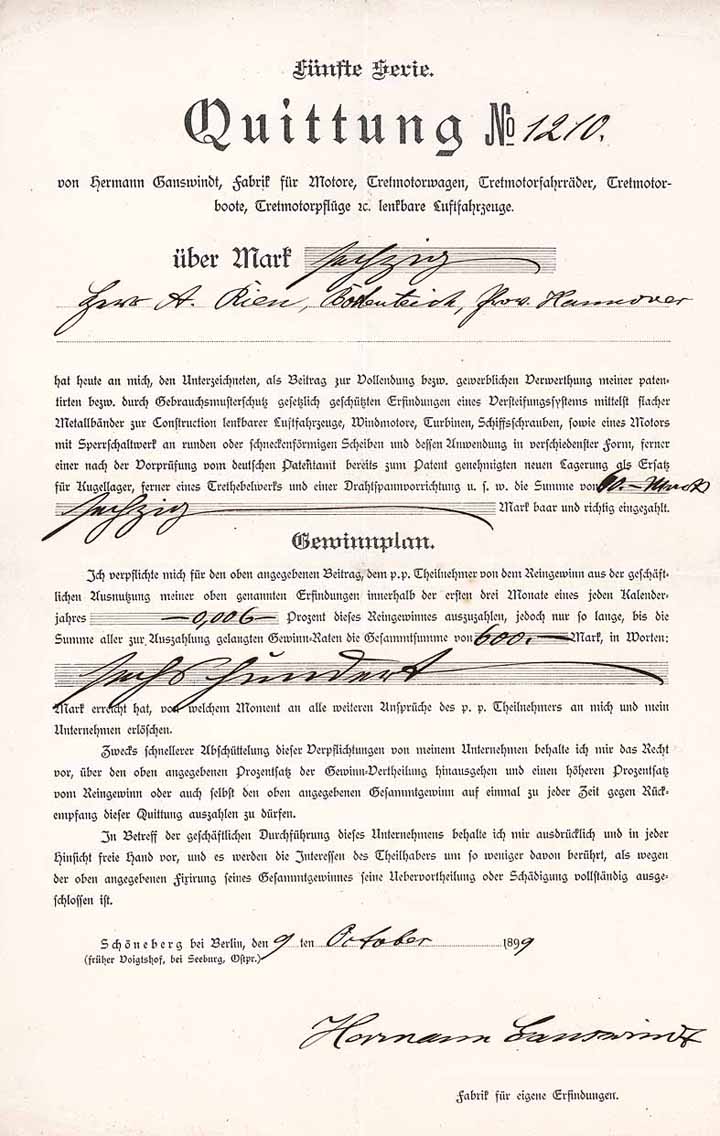 Hermann Ganswindt, Fabrik für eigene Erfindungen