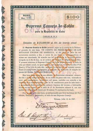 República de Cuba - Supremo Consejo de Colón