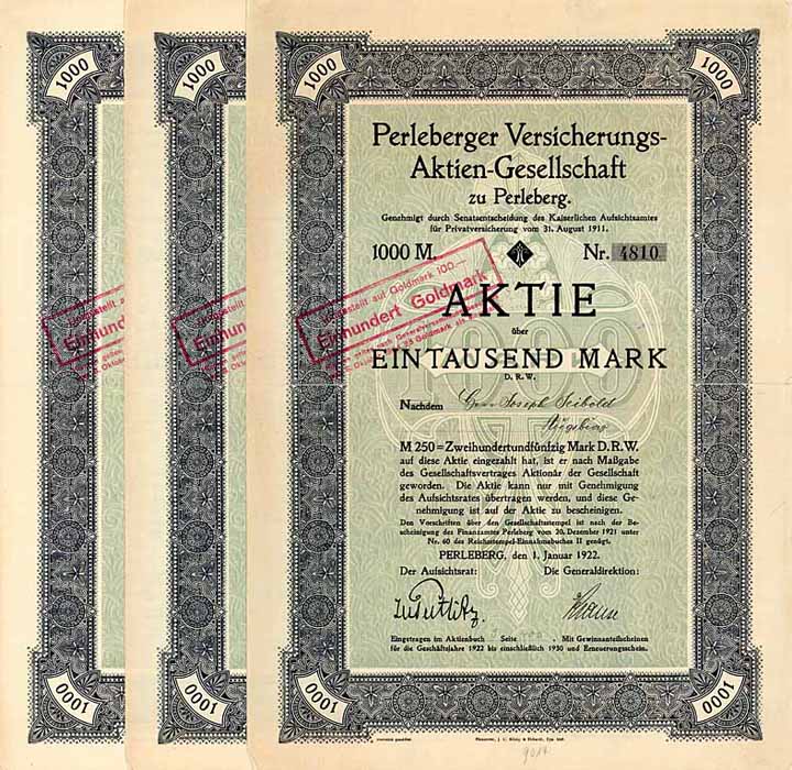 Perleberger Versicherungs-AG (5 Stücke)