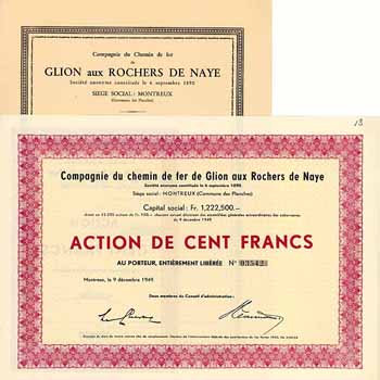 Cie. du Chemin de Fer de Glion aux Rochers de Naye S.A. (2 Stücke)