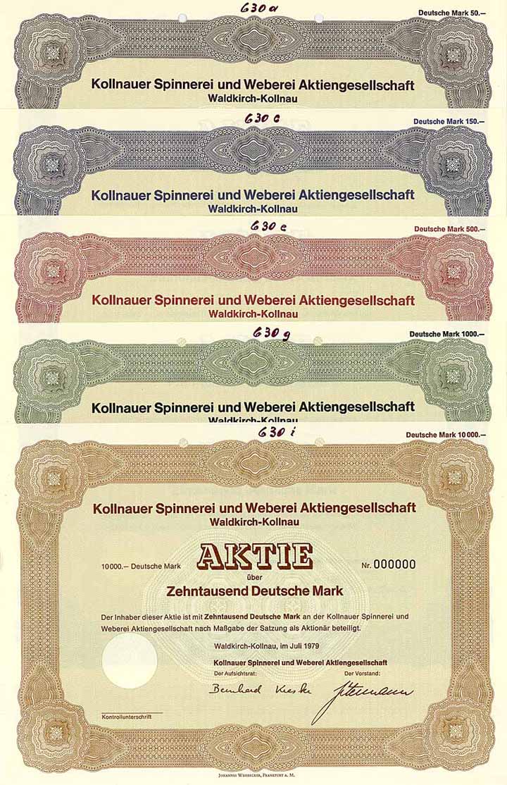 Kollnauer Spinnerei und Weberei AG (5 Stücke)